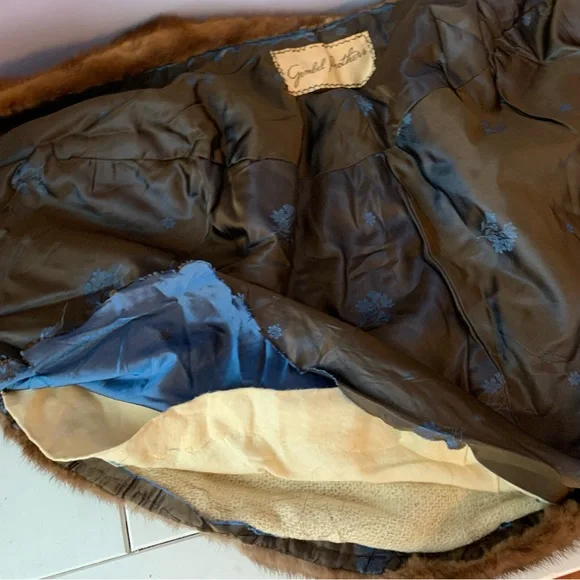 Vintage Gimbal Brothers Brown Fur Caplet Shawl Stole Cape *FLAWED - Picture 6 of 13